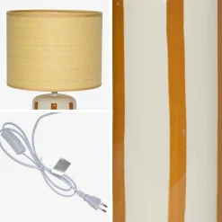 Lampada da tavolo in ceramica per interni con effetto rattan, 44cm