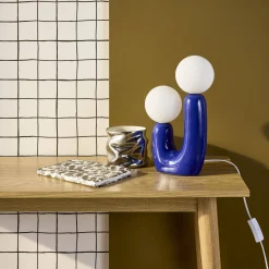 Lampada da tavolo organica ceramica e vetro, 31cm