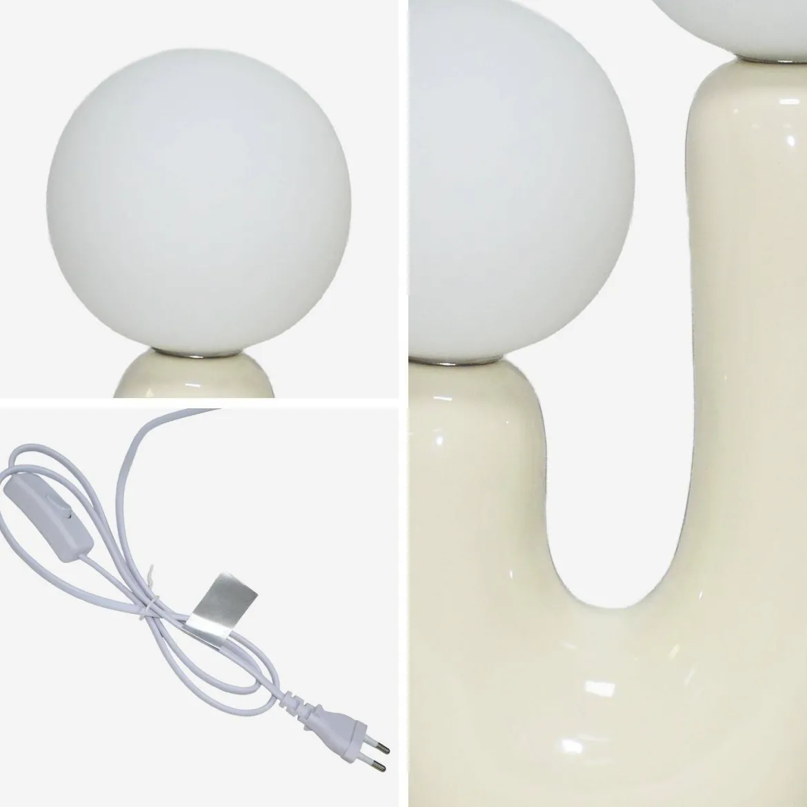 Lampada da tavolo organica ceramica e vetro, 31cm