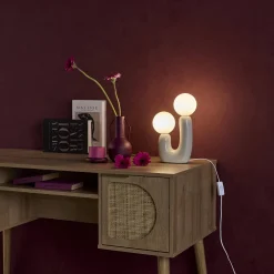 Lampada da tavolo organica ceramica e vetro, 31cm