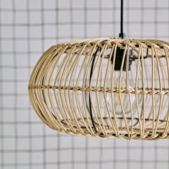 Lampadario interno rattan naturale H 170cm