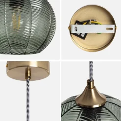 Lampade sospesa in metallo e vetro, 20cm