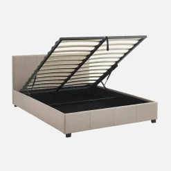 Letto a cassettone con rete a doghe e testiera, 140x190cm