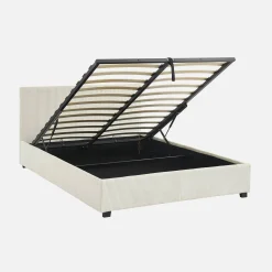 Letto a cassettone con rete a doghe 140x190cm, velluto a coste grosse