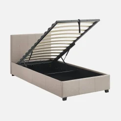 Letto a cassettone con rete a doghe 90x190cm, velluto a coste fini