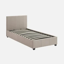 Letto a cassettone con rete a doghe 90x190cm, velluto a coste fini