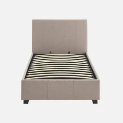 Letto a cassettone con rete a doghe 90x190cm, velluto a coste fini