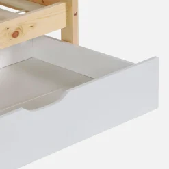 Letto a castello per bambini a forma di casa 190cm in pino naturale con cassetti