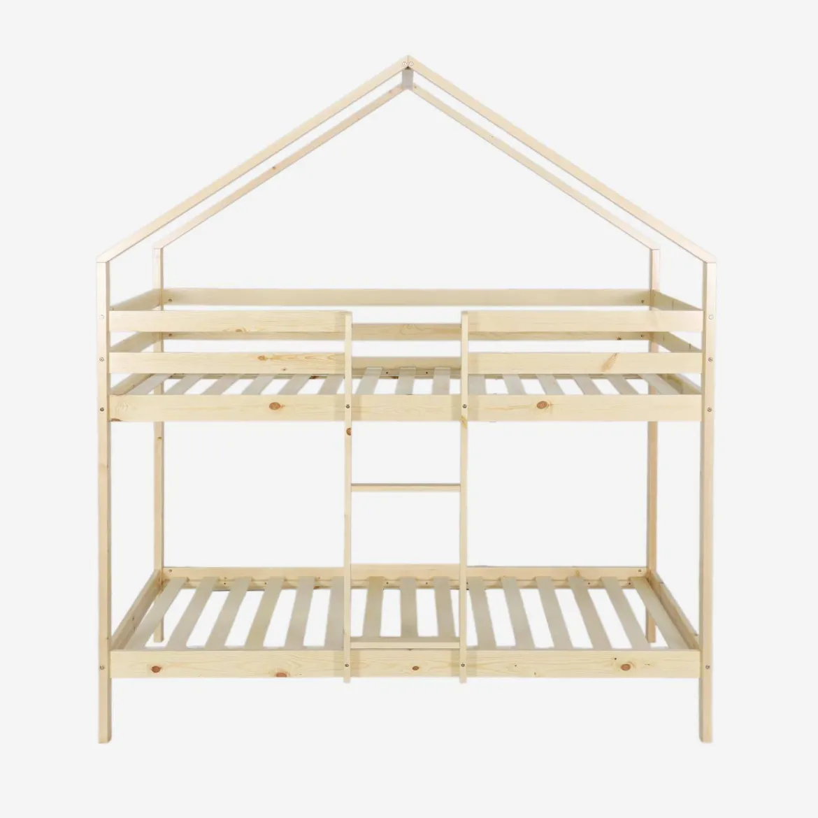 Letto a castello per bambini a forma di capanna 190cm in pino naturale