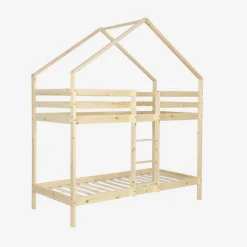 Letto a castello per bambini a forma di capanna 190cm in pino naturale