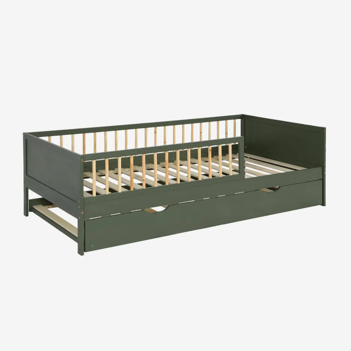 Letto a nido per bambini estraibile in pino naturale con rete a doghe e letto estraibile, 190cm