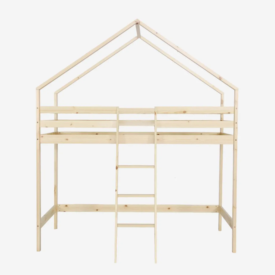 Letto a soppalco per bambini cabina 190cm in pino naturale