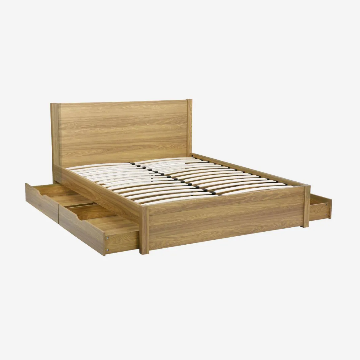 Letto con rete a doghe e testiera 160x200cm + 4 cassetti