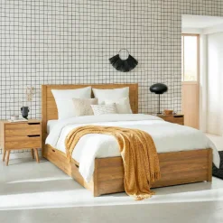 Letto con rete a doghe e testiera 160x200cm + 4 cassetti