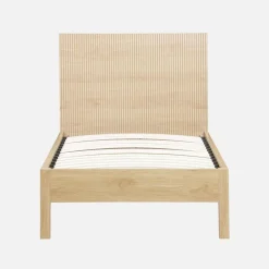 Letto con rete a doghe e testiera 90x190cm decorazione legno