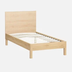 Letto con rete a doghe e testiera 90x190cm decorazione legno