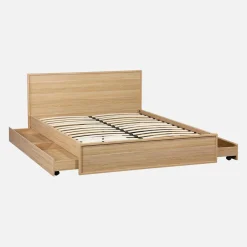 Letto con rete a doghe e testiera 140x190cm + 4 cassetti