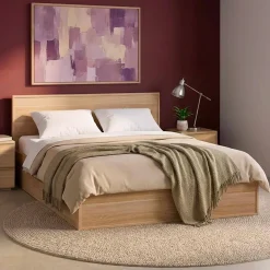 Letto con rete a doghe e testiera 140x190cm + 4 cassetti