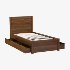 Letto con rete a doghe e testiera 90x190cm + 4 cassetti
