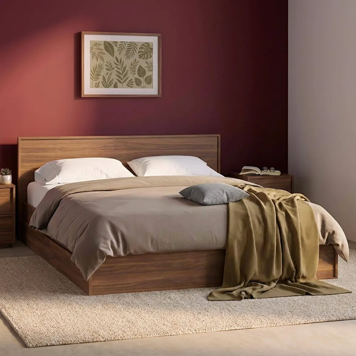 Letto con rete a doghe e testiera 160x200cm + 4 cassetti