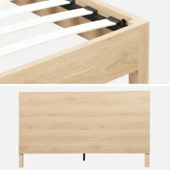Letto con rete a doghe e testiera 160x200cm decorazione legno