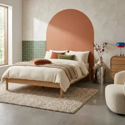 Letto con rete a doghe 160x200cm decorazione legno
