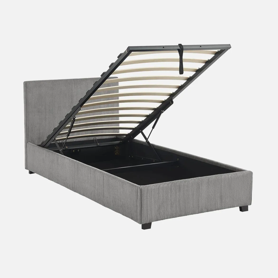 Letto con rete e testata pieghevoli 90x190cm, velluto a coste fini