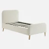 Letto con rete e testiera imbottita bouclé, 90x190cm