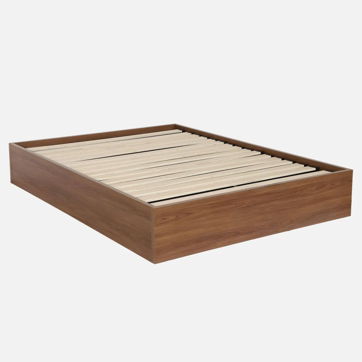 Letto contenitore con rete a doghe 140x190cm decorazione legno
