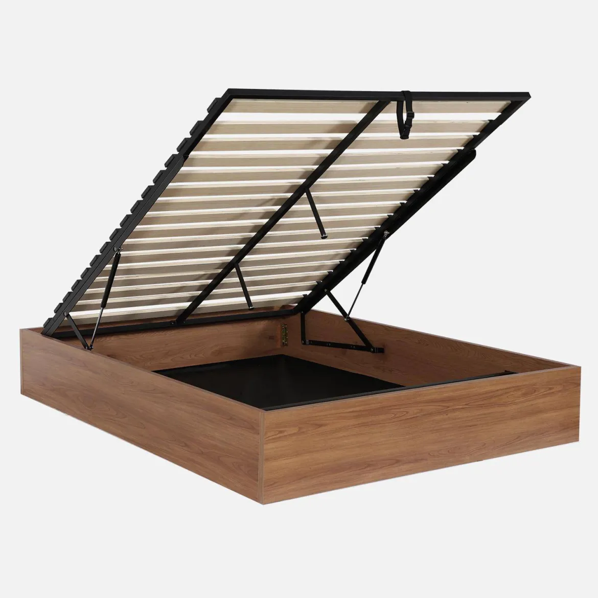Letto contenitore con rete a doghe 140x190cm decorazione legno