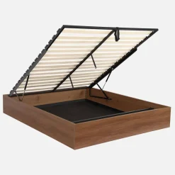 Letto contenitore con rete a doghe 160x200cm decorazione legno