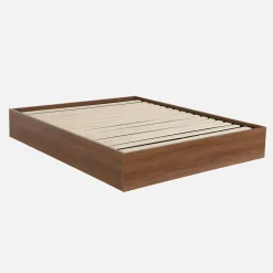 Letto contenitore con rete a doghe 160x200cm decorazione legno