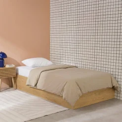 Letto contenitore con rete a doghe 90x190cm decorazione legno