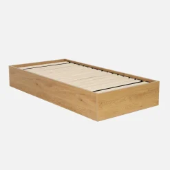 Letto contenitore con rete a doghe 90x190cm decorazione legno