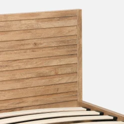 Letto contenitore con rete a doghe e testiera 90x190cm decorazione legno