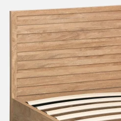 Letto contenitore con rete a doghe e testiera 160x200cm decorazione legno