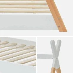 Letto tenda per bambini 190cm pino naturale, base inclusa
