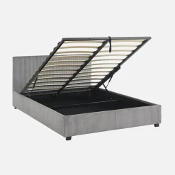 Letto a cassettone con rete a doghe 140x190cm, velluto a coste grosse