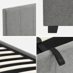 Letto a cassettone con rete a doghe e testiera, 140x190cm