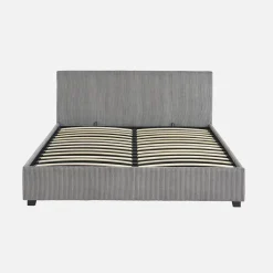 Letto a cassettone con rete a doghe 160x200cm, velluto a coste grosse