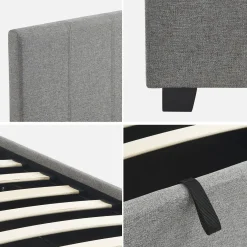 Letto a cassettone con rete a doghe 90x190cm, velluto a coste fini