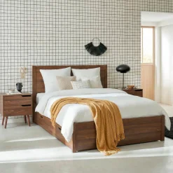 Letto con rete a doghe e testiera 160x200cm + 4 cassetti