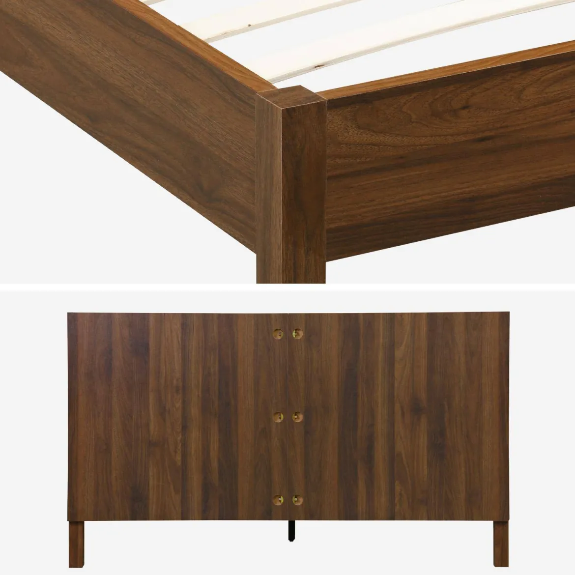 Letto con rete a doghe e testiera 160x200cm decorazione legno