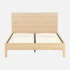 Letto con rete a doghe e testiera 140x190cm decorazione legno