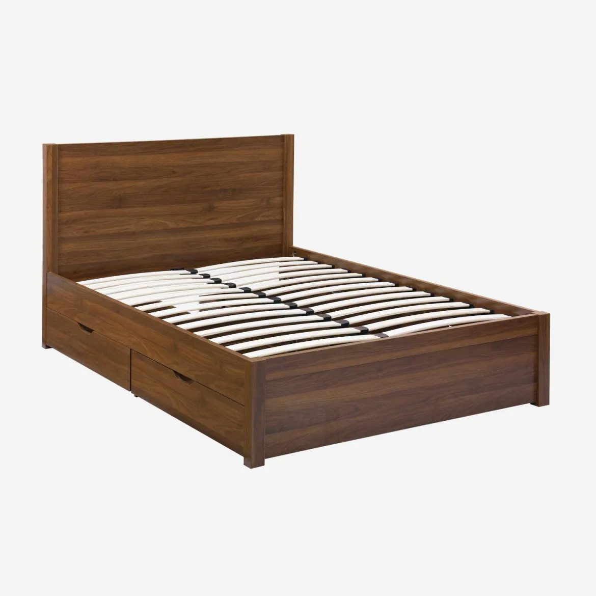 Letto con rete a doghe e testiera 140x190cm + 4 cassetti