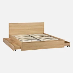 Letto con rete a doghe e testiera 160x200cm + 4 cassetti