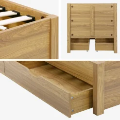 Letto con rete a doghe e testiera 90x190cm + 4 cassetti