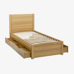 Letto con rete a doghe e testiera 90x190cm + 4 cassetti