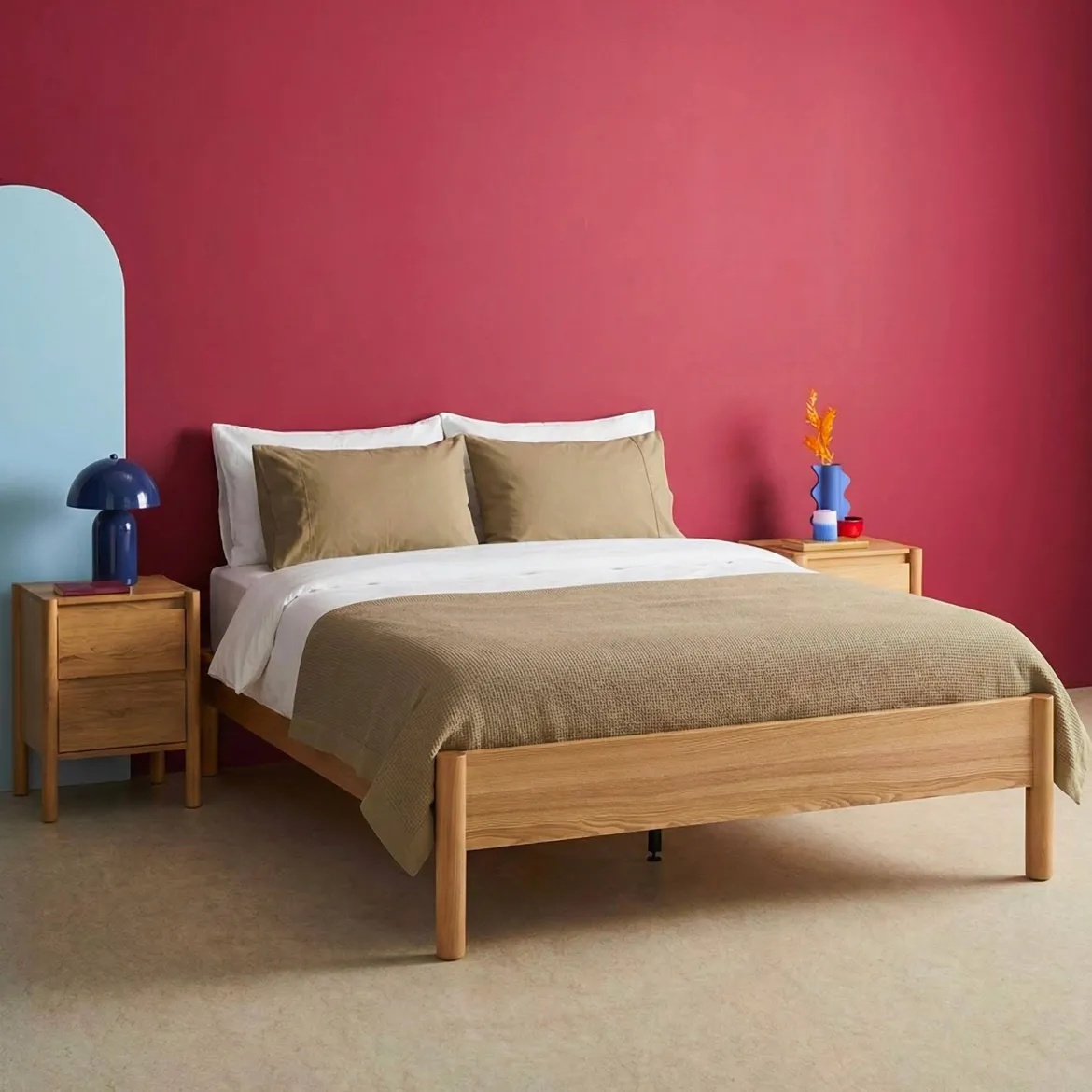 Letto con rete a doghe 140x190cm decorazione legno