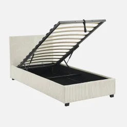Letto con rete e testata pieghevoli 90x190cm, velluto a coste fini
